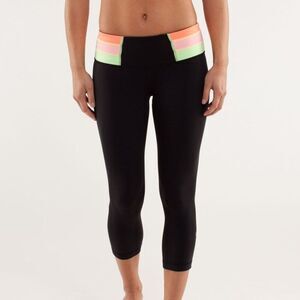 lululemon athletica Black Leggings with Neon Accents